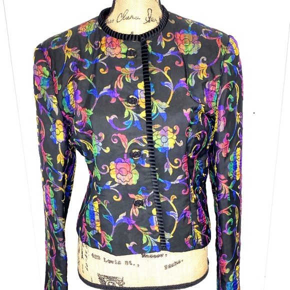 Doncaster Jackets & Blazers - Doncaster Cropped Fitted Floral Blazer 12 Vintage